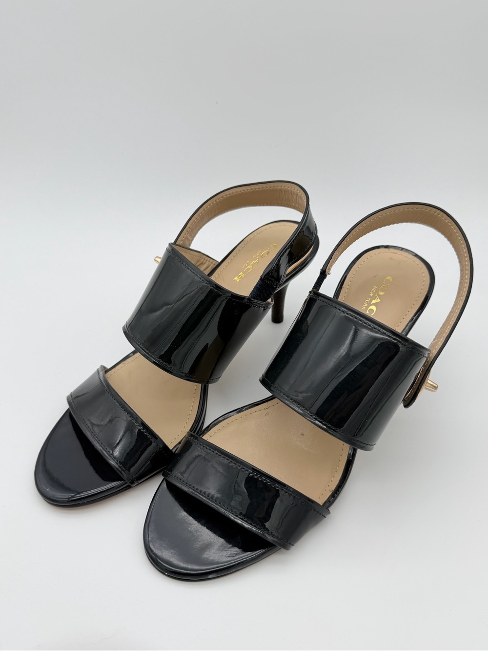 COACH Marla Patent Leather Slingback Heels – Size 7B – Midnight Navy